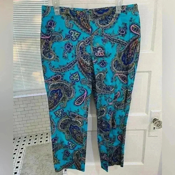 Talbots colorful business casual paisley formal slacks size 10 - Picture 1 of 8